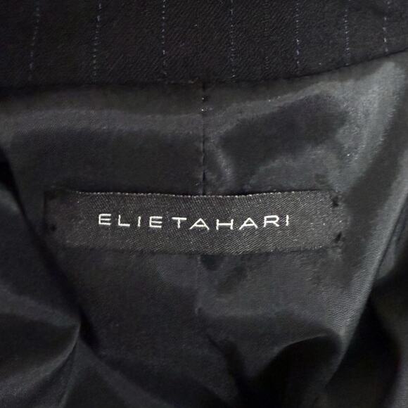 Elie Tahari Jacket Women's XXS Petite Black Blue Pinstriped Career Work Blazer - Picture 5 of 8